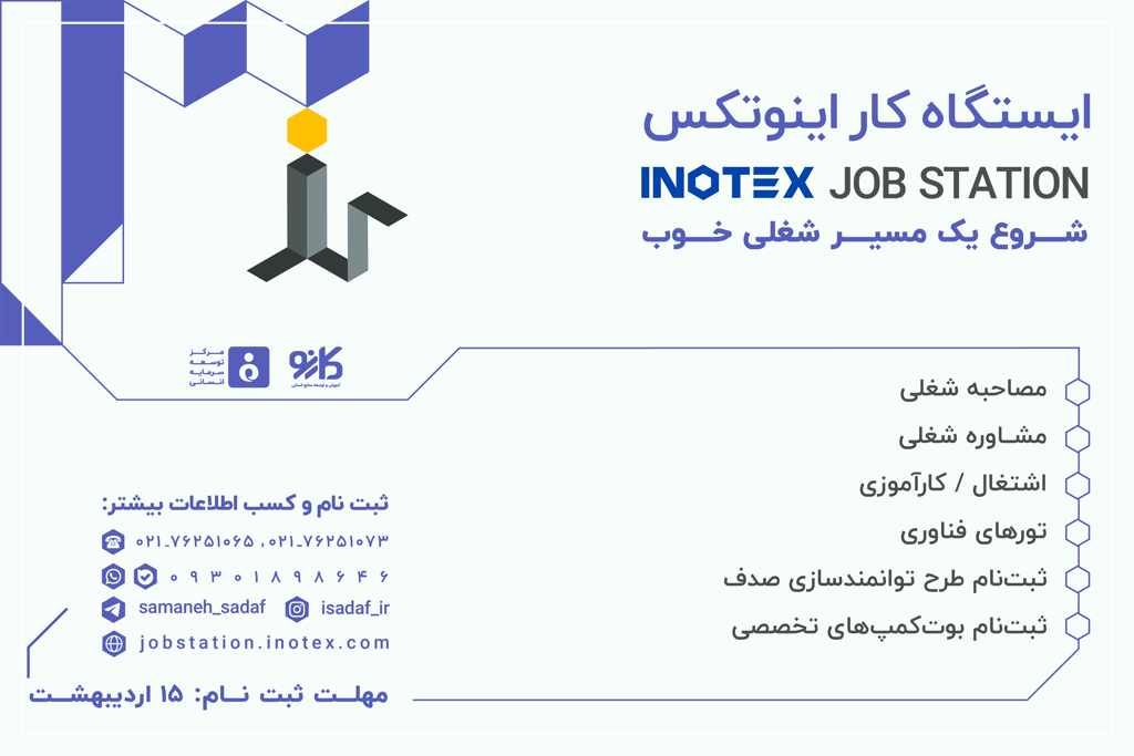 فرصت های شغلی و کارآموزی مجموعه های دانش بنیان در ایستگاه کار اینوتکس