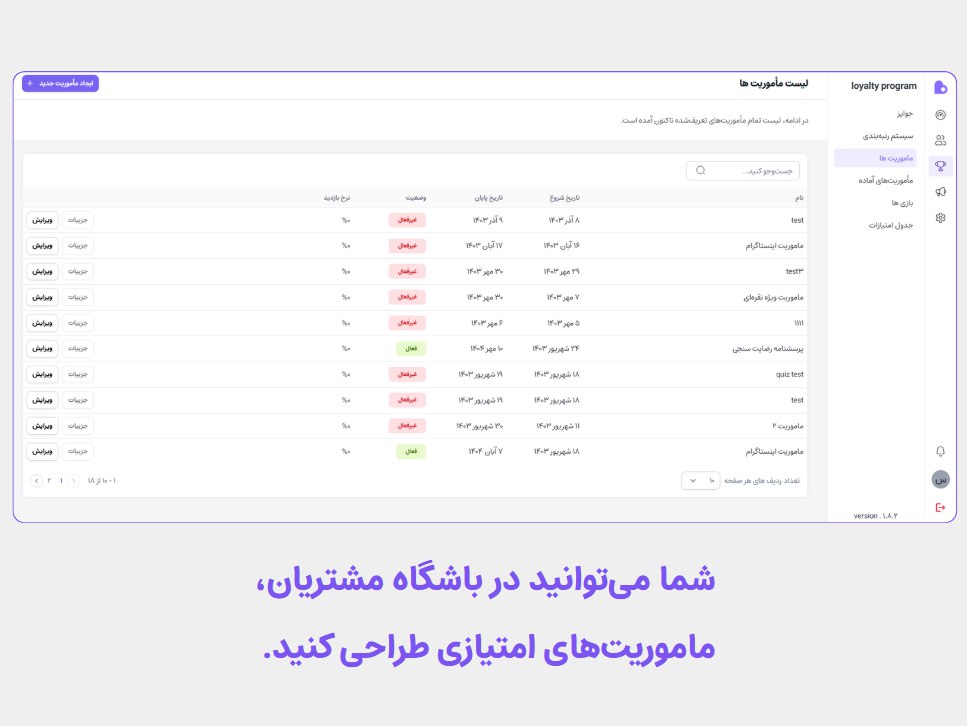 تعریف و مدیریت ماموریت‌ها در فیلیا