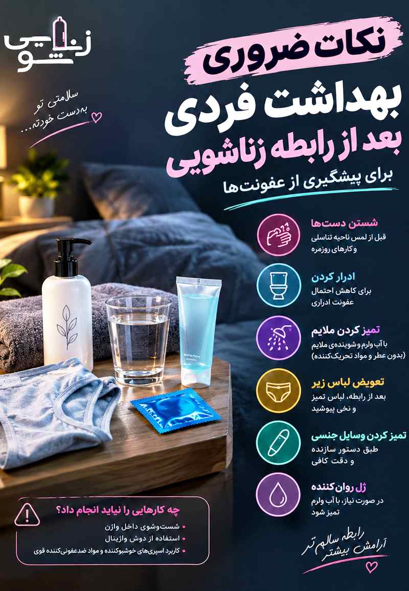 نکات ضروری بهداشت فردی بعد از رابطه زناشویی برای پیشگیری از عفونت_ها نکات ضروری بهداشت فردی بعد از رابطه زناشویی برای پیشگیری از عفونت_ها